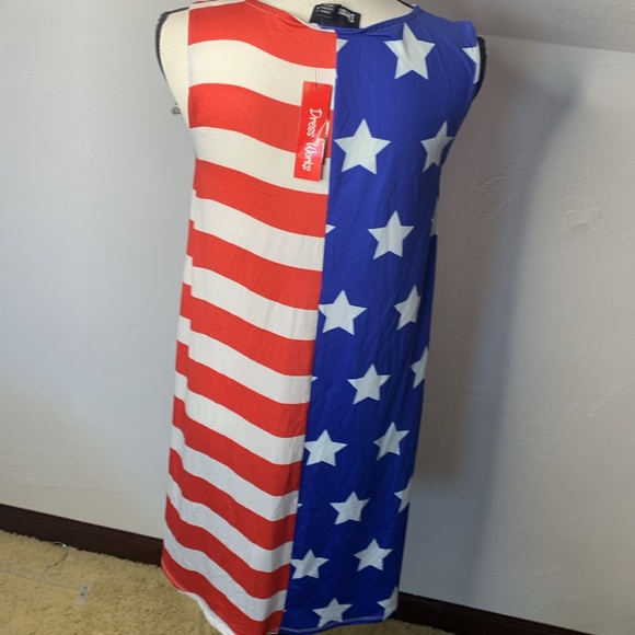 Dress Works Stars and Stripes Red White Blue Patriotic Sleeveless Dress Sz Small - Picture 5 of 10